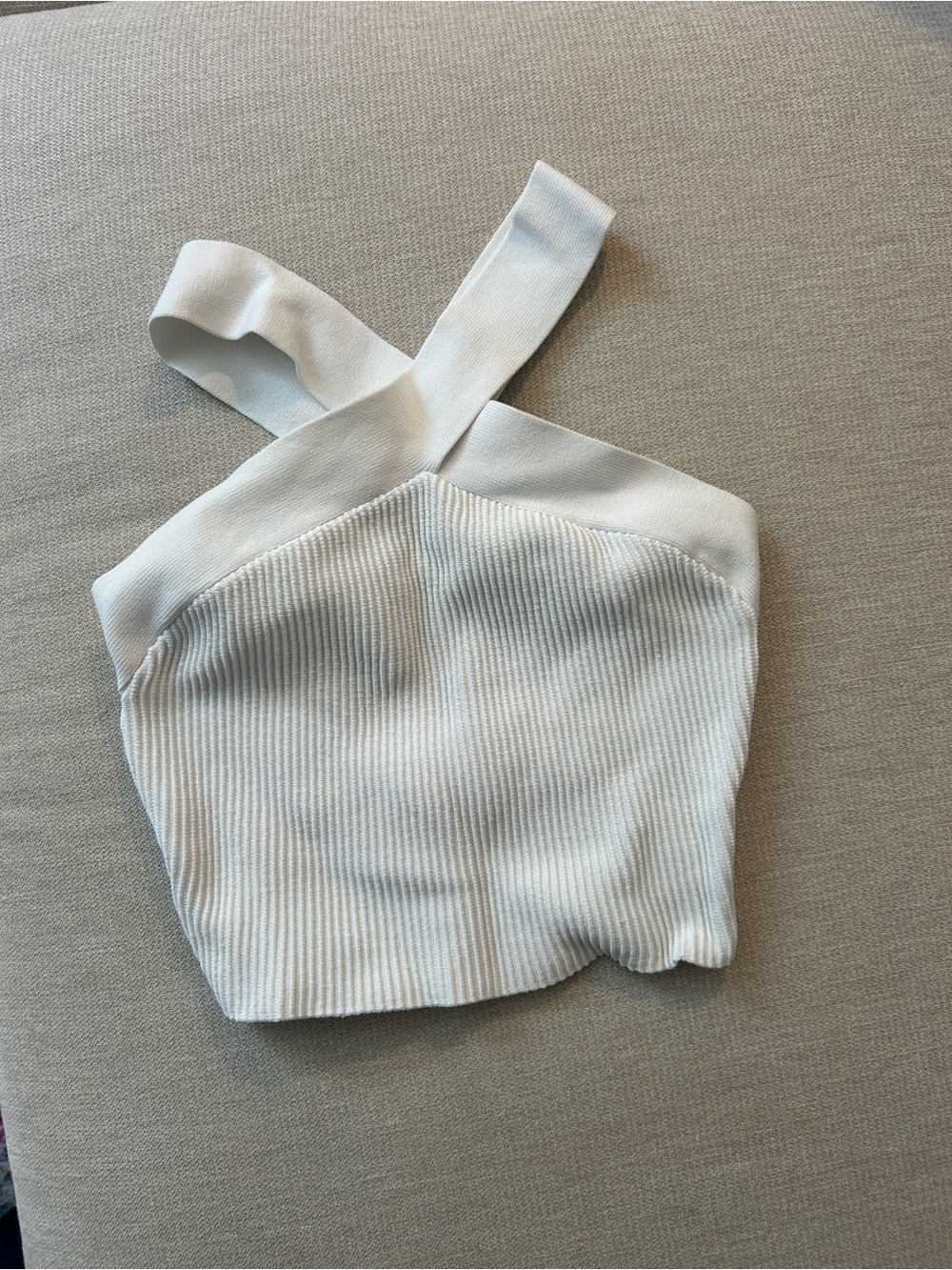 Aritzia White Ribbed Cross-Strap Crop Top